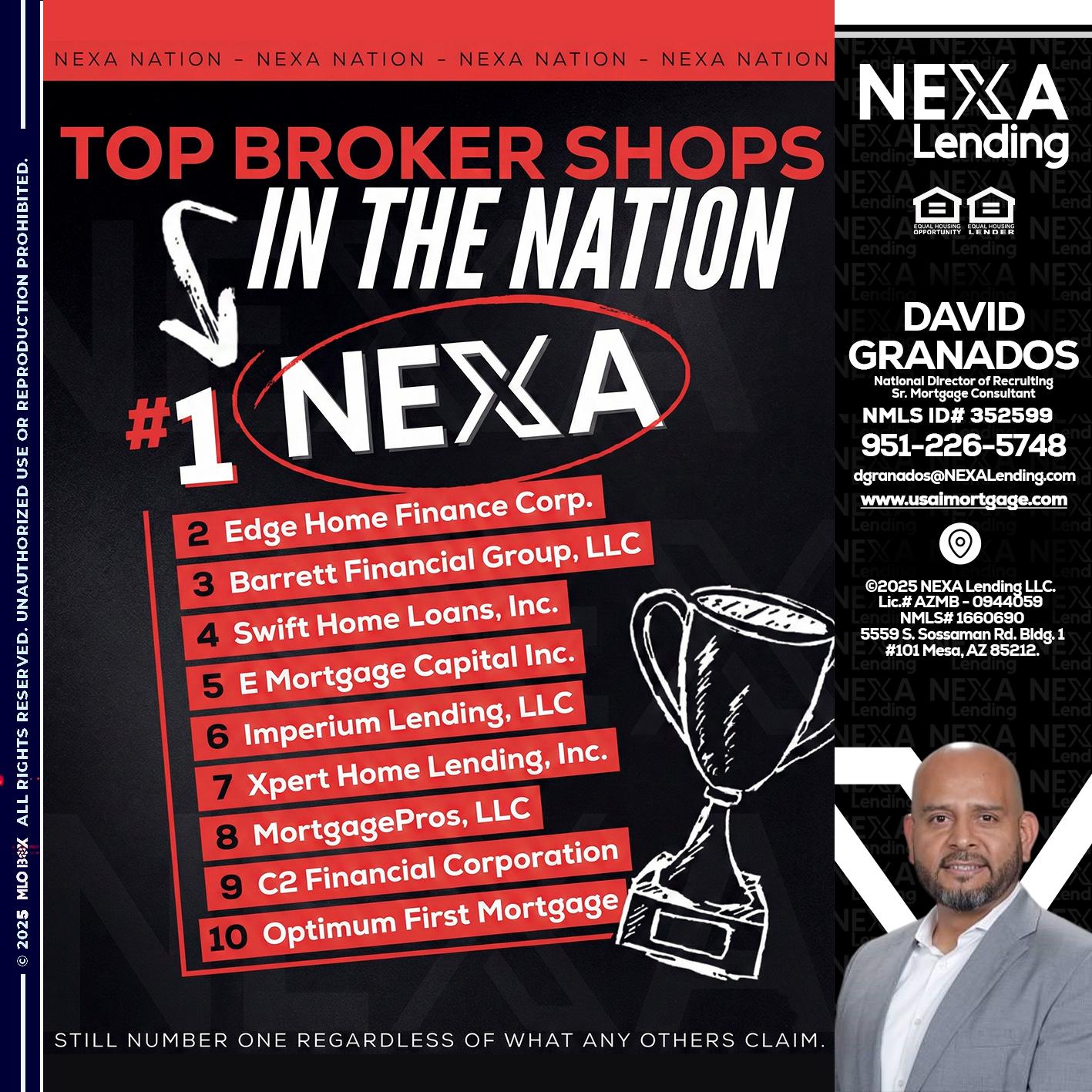 top broker - David Granados -National Director of Recruiting / Senior Mortgage Consultant