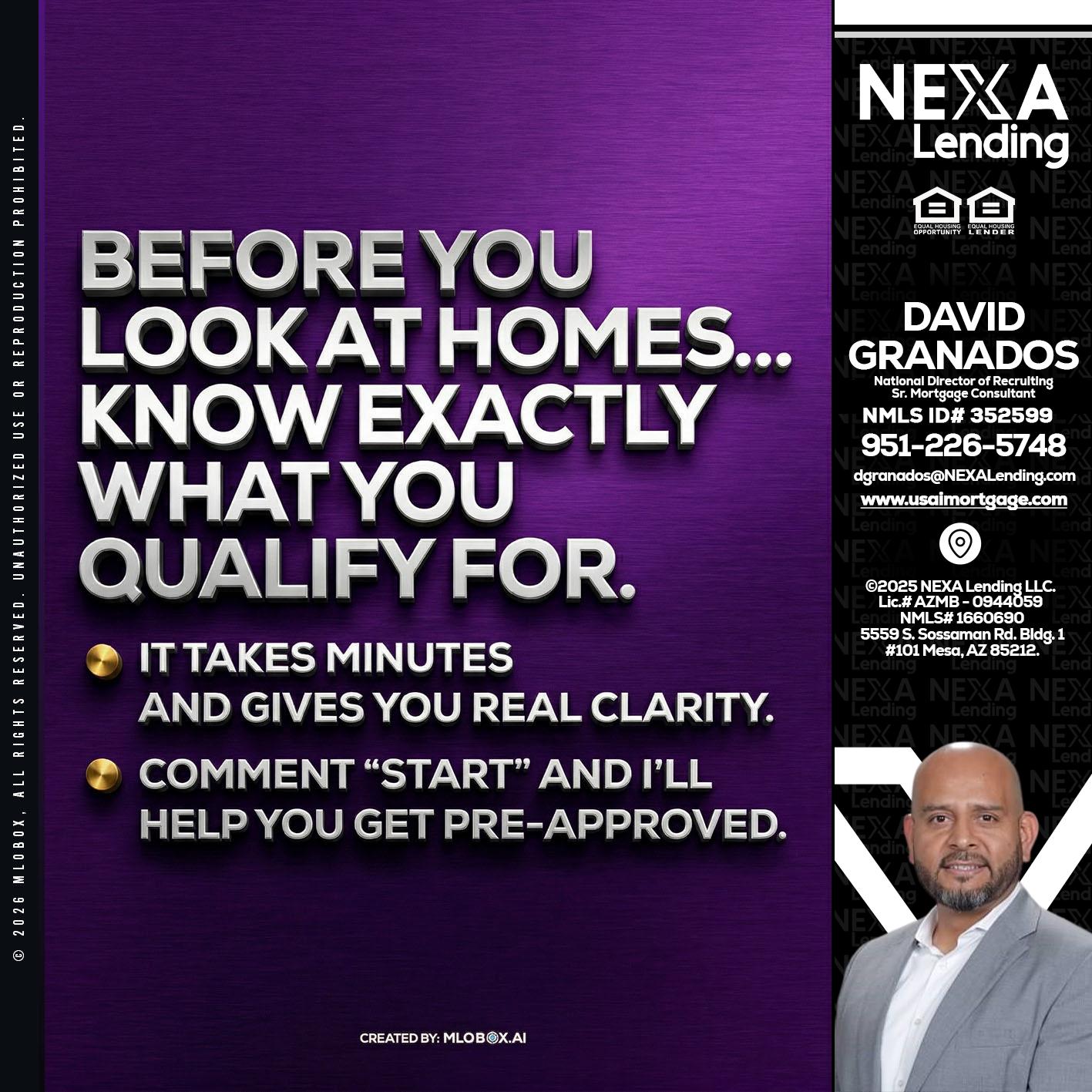 BEFORE YOU - David Granados -National Director of Recruiting / Senior Mortgage Consultant