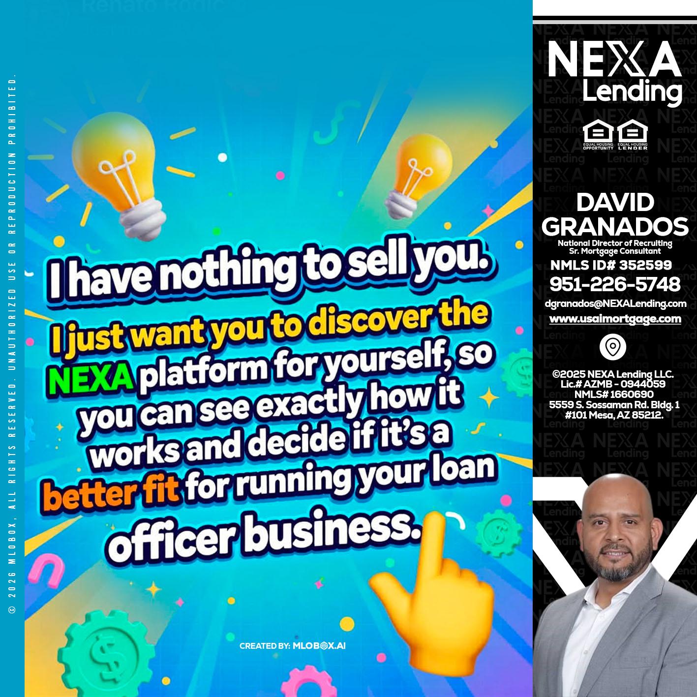 I HAVE NOTHING - David Granados -National Director of Recruiting / Senior Mortgage Consultant