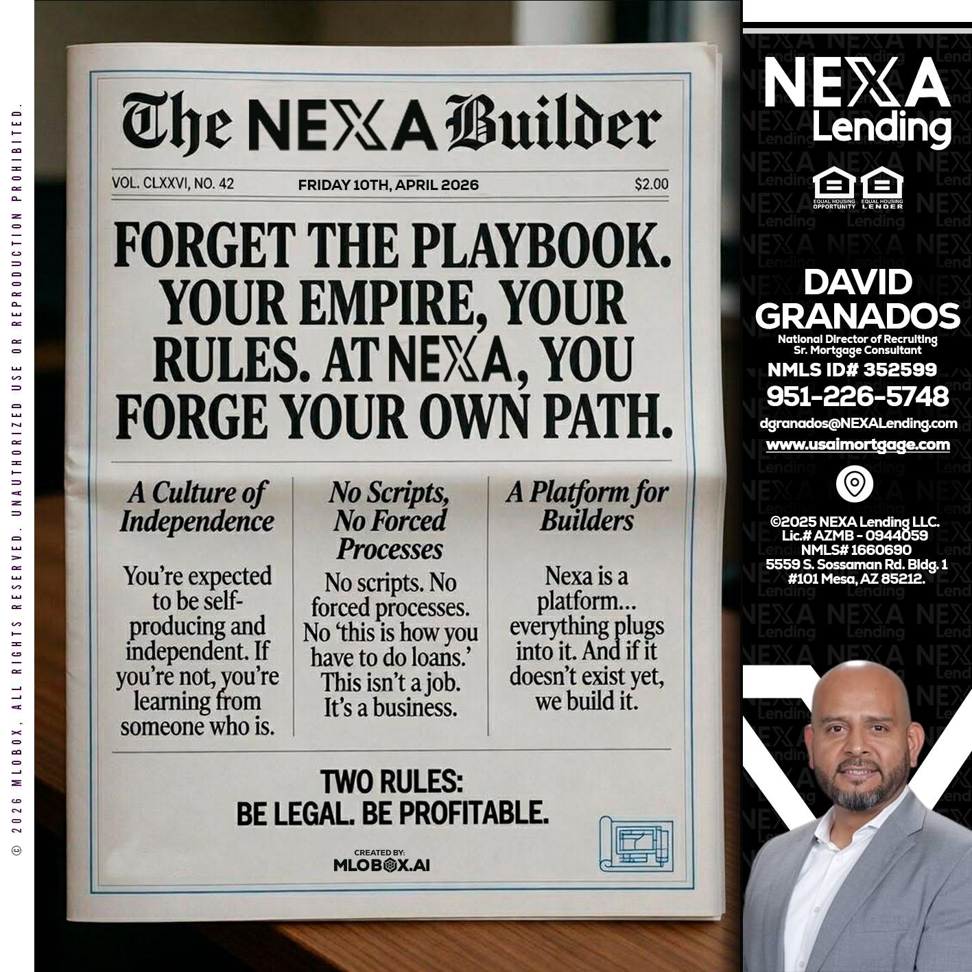 THE NEXA BUILDER - David Granados -National Director of Recruiting / Senior Mortgage Consultant