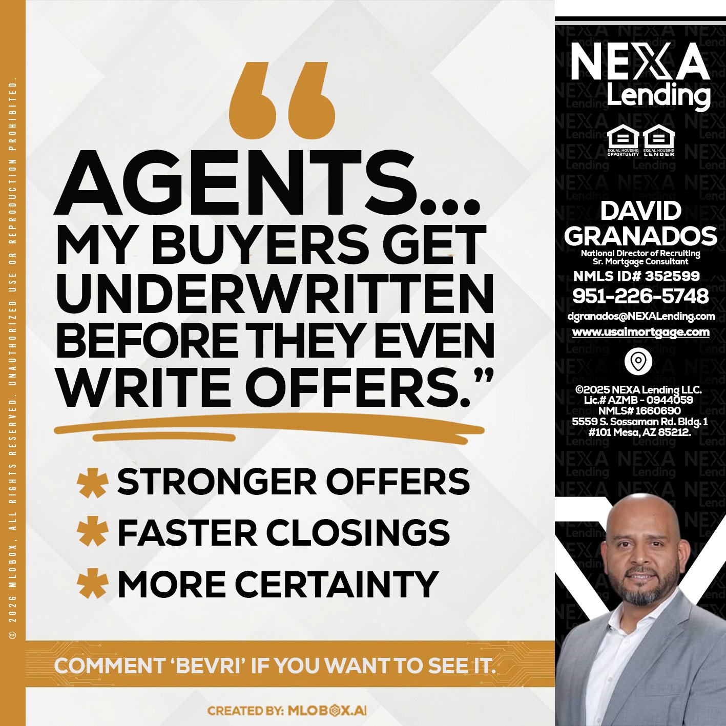agents - David Granados -National Director of Recruiting / Senior Mortgage Consultant