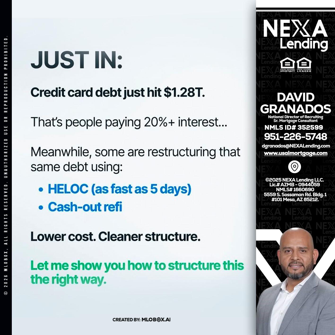 JUST IN - David Granados -National Director of Recruiting / Senior Mortgage Consultant