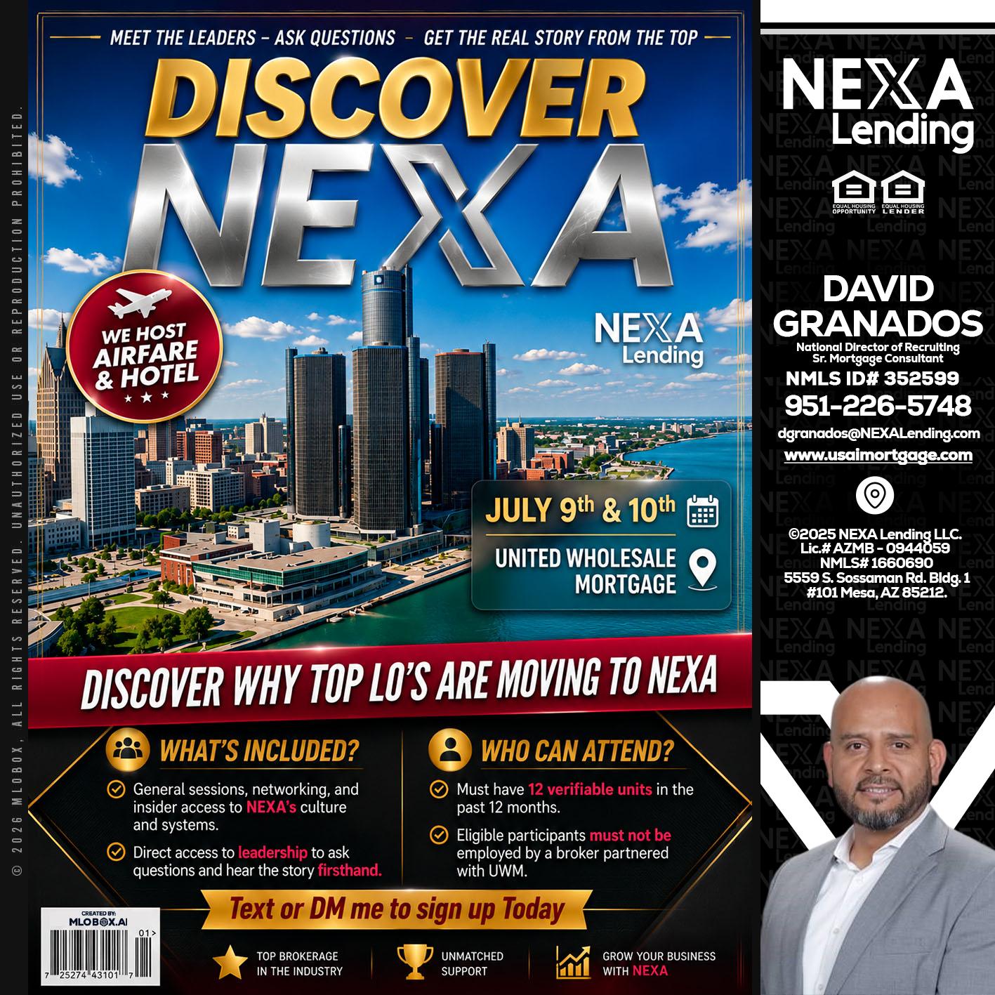 DISCOVER NEXA - David Granados -National Director of Recruiting / Senior Mortgage Consultant