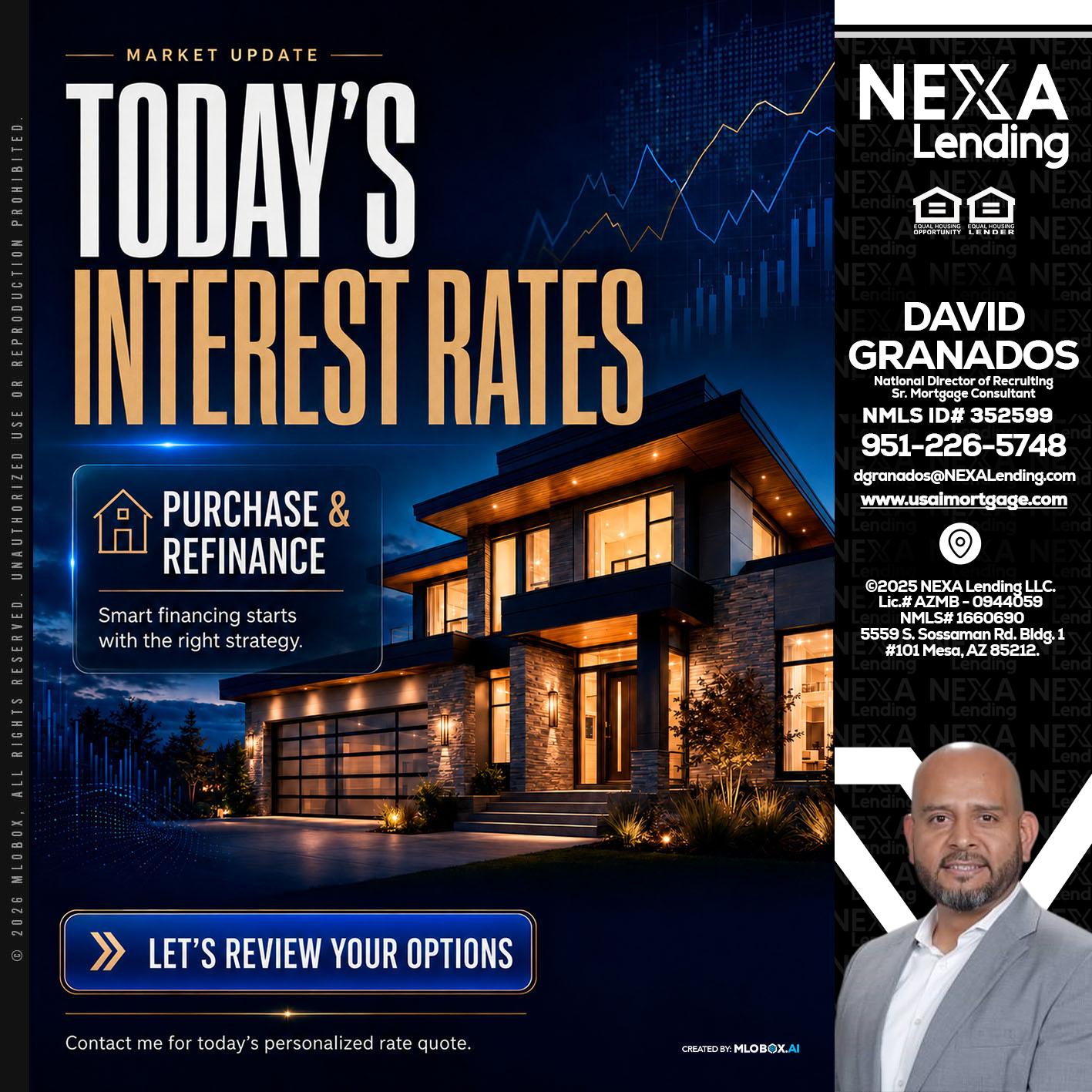 TODAYS RATES - David Granados -National Director of Recruiting / Senior Mortgage Consultant