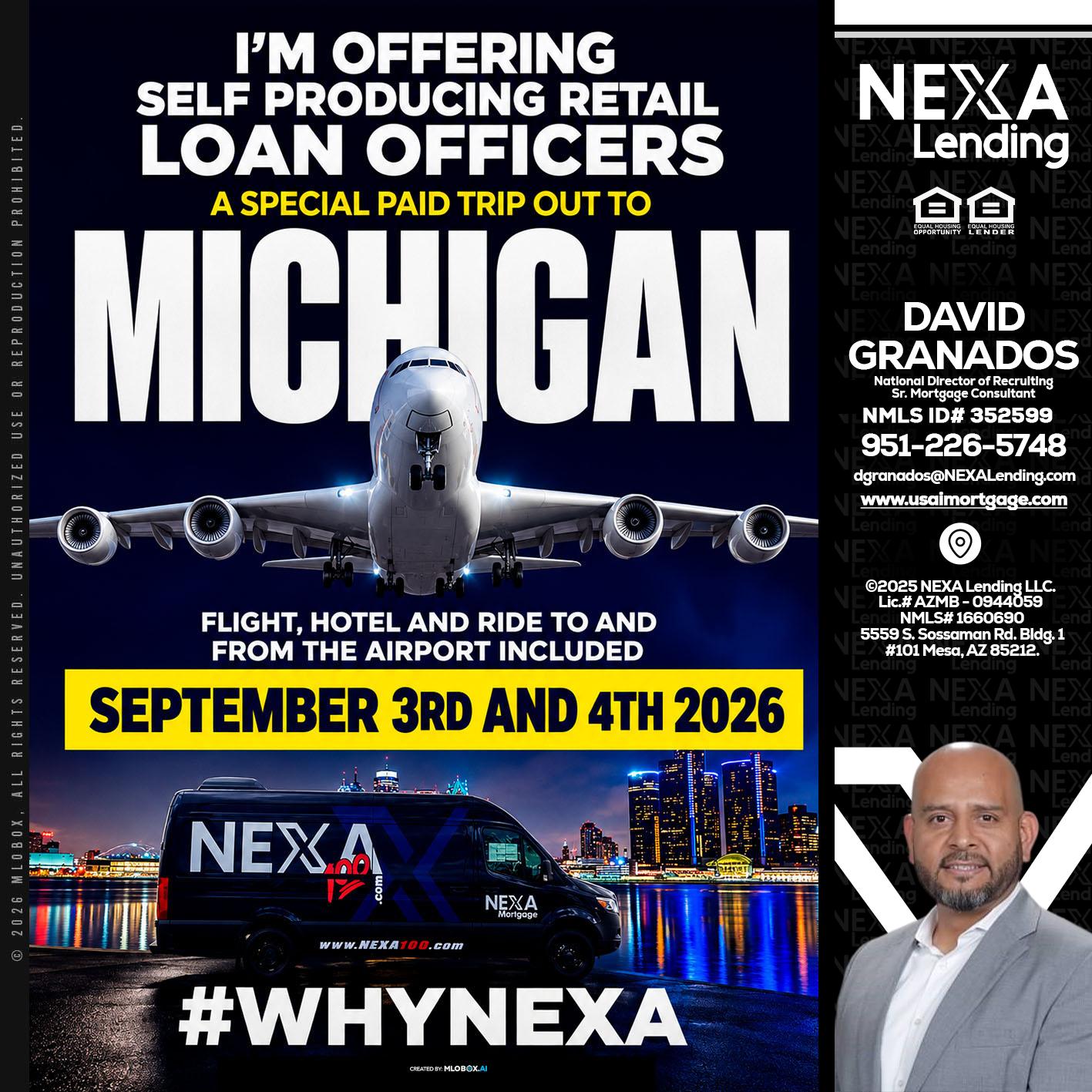 MICHIGAN - David Granados -National Director of Recruiting / Senior Mortgage Consultant