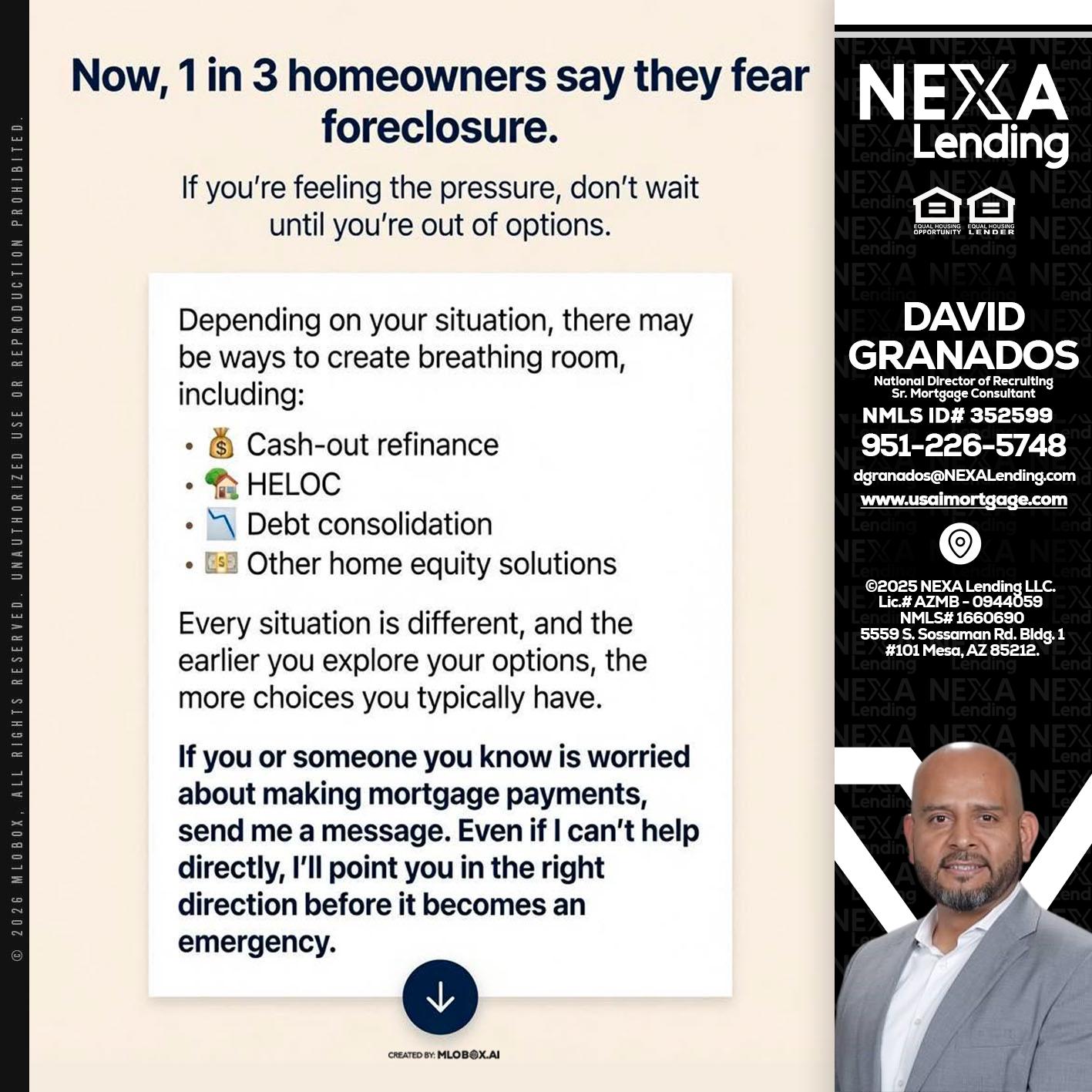 NOW, 1 IN 3 - David Granados -National Director of Recruiting / Senior Mortgage Consultant