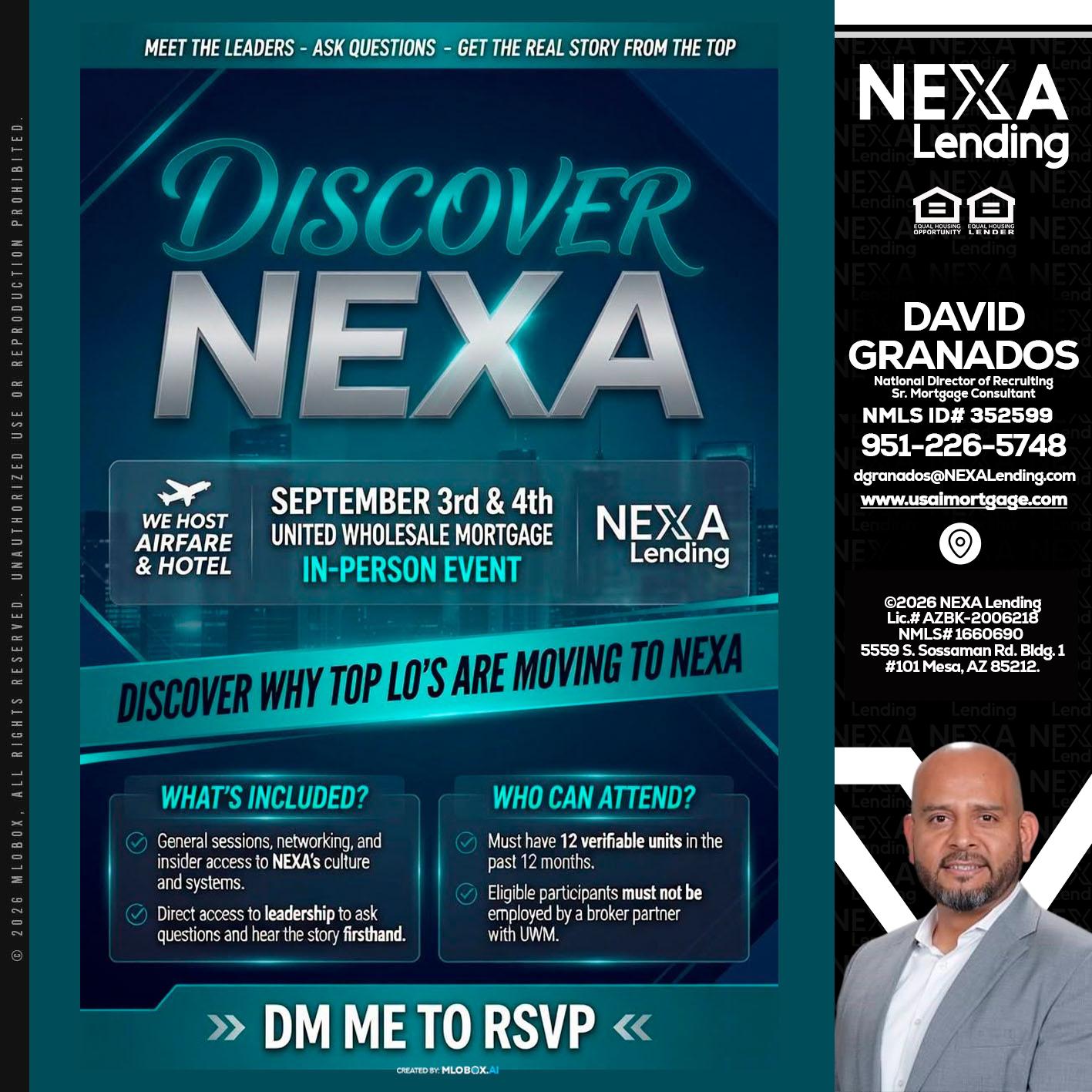 DISCOVER NEXA - David Granados -National Director of Recruiting / Senior Mortgage Consultant